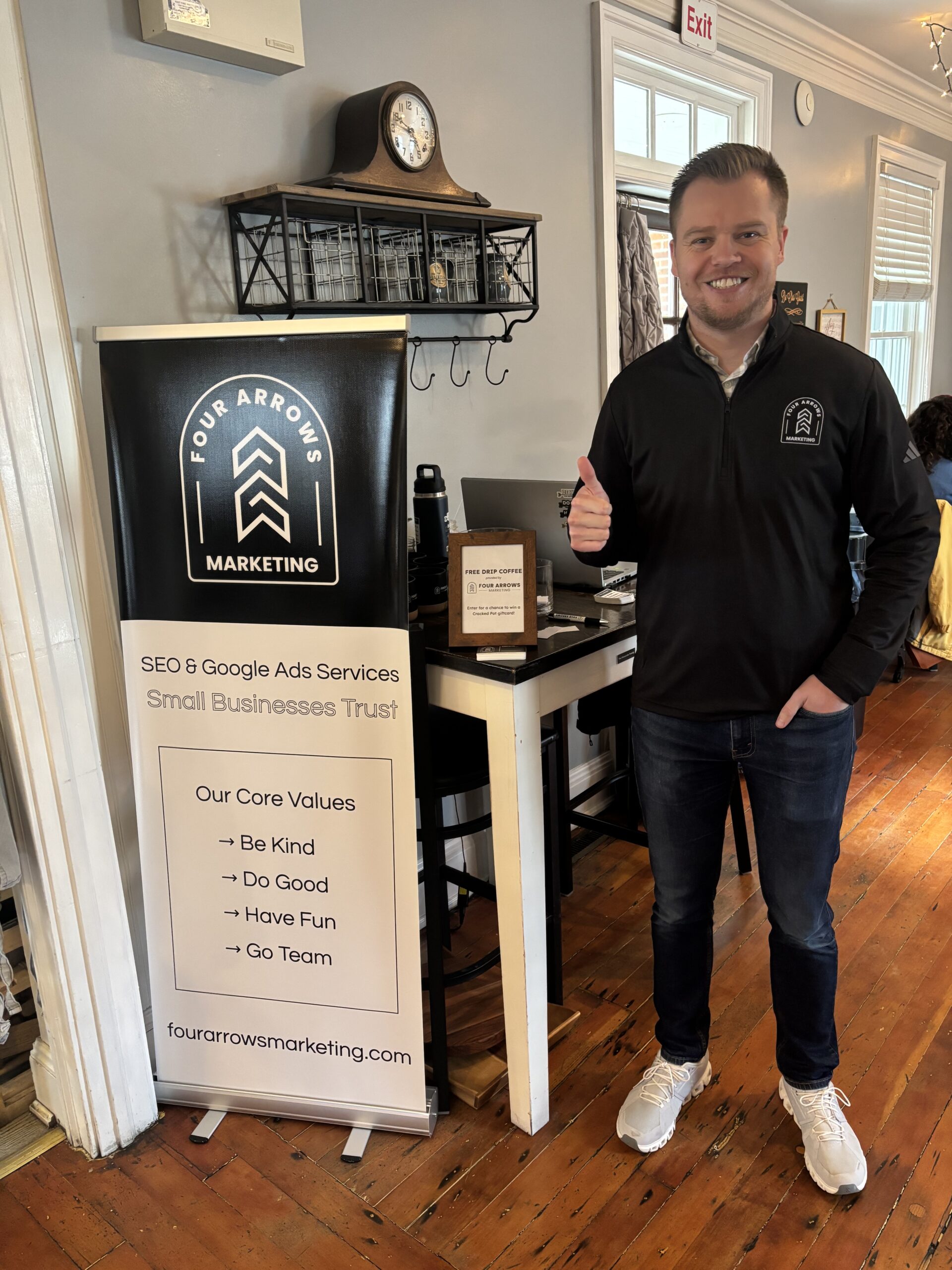 Adam at the Cracked Pot Coffee Shop