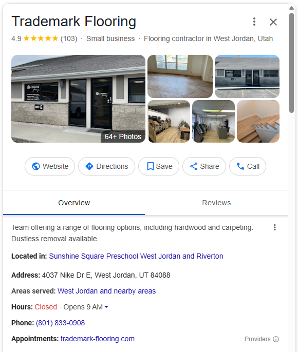 Flooring Company Google Business Profile