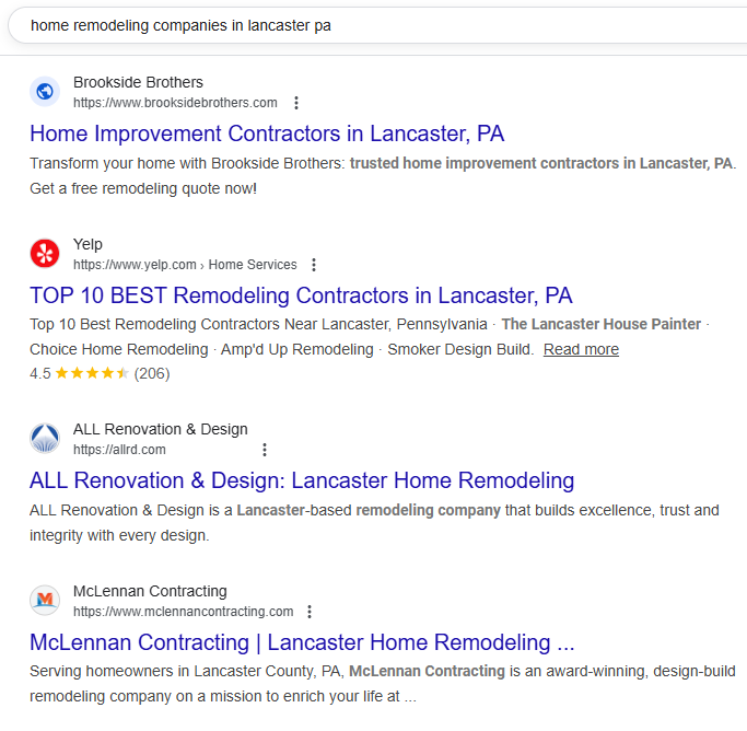 Traditional SEO Results in PA