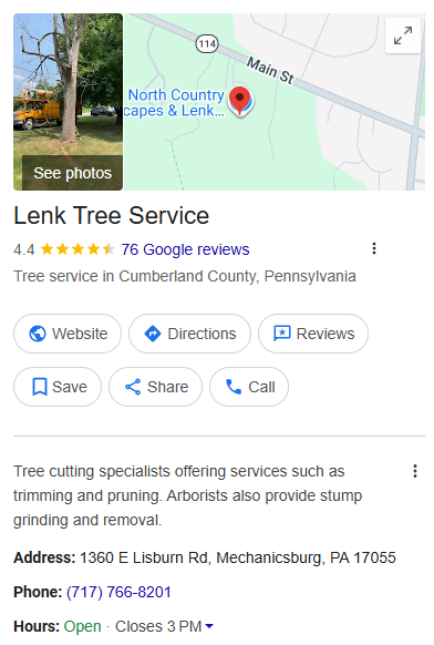 Tree Service Google Business Profile