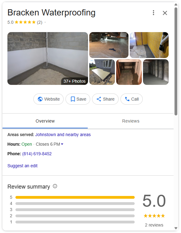 Basement Waterproofing Google Business Profile