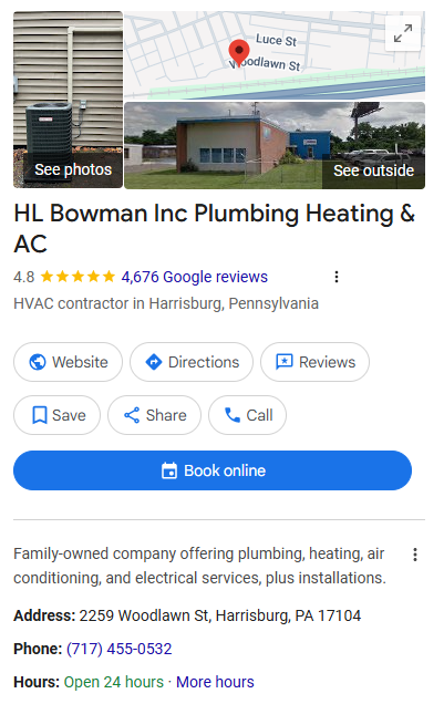 HVAC Google Business Profile
