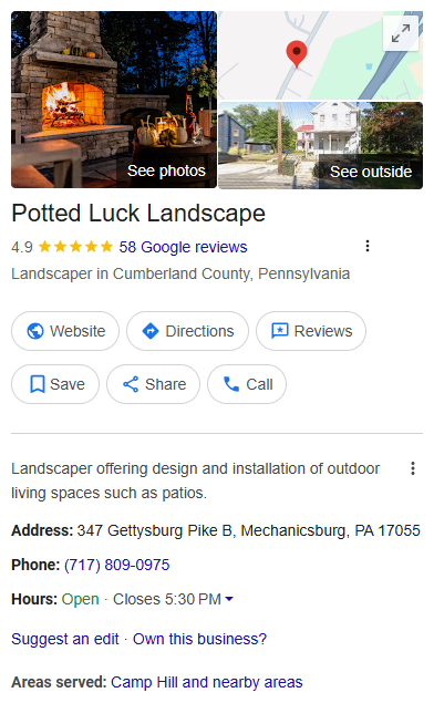 Landscaping Google Business Profile
