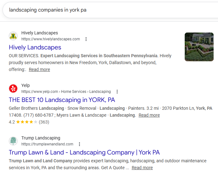 SEO Result in York, PA