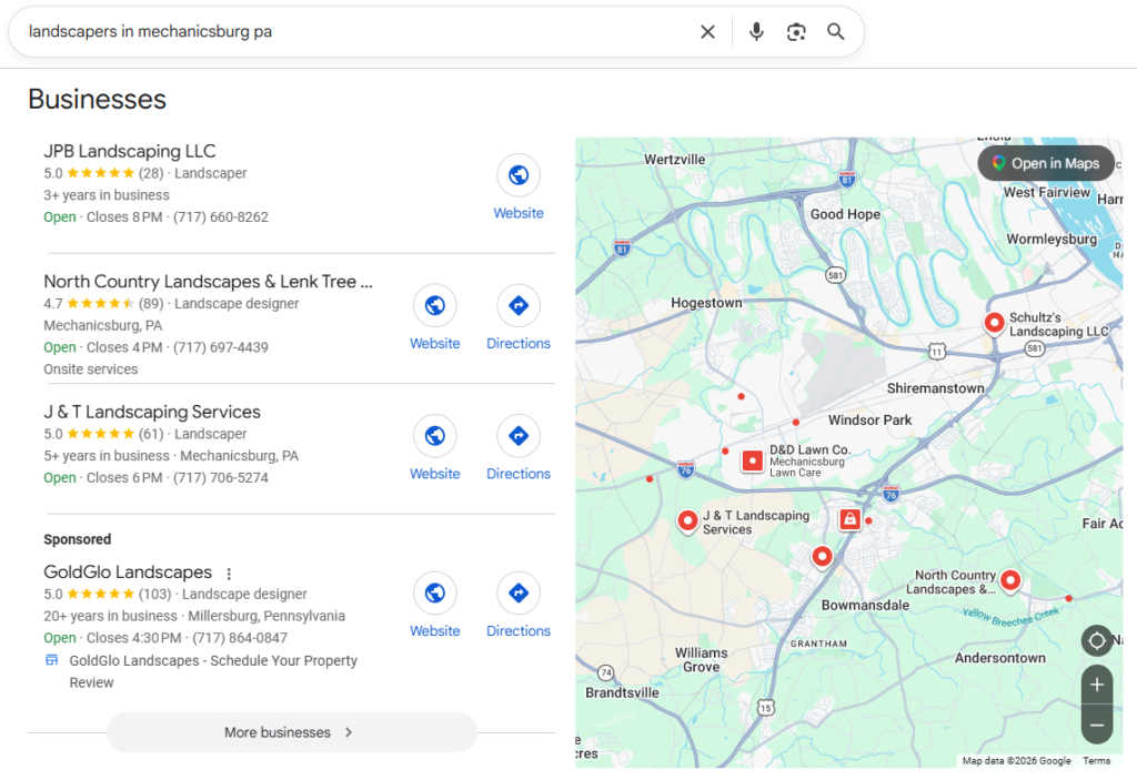 Google Map Pack for Landscapers