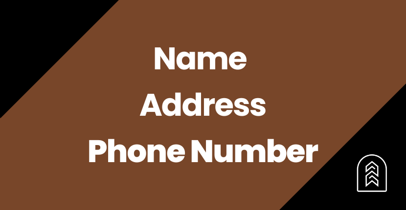 Name, Address and Phone Number