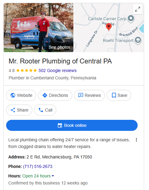 Plumbing Company Google Business Profile