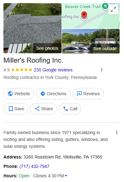 Roofing Company Google Business Profile