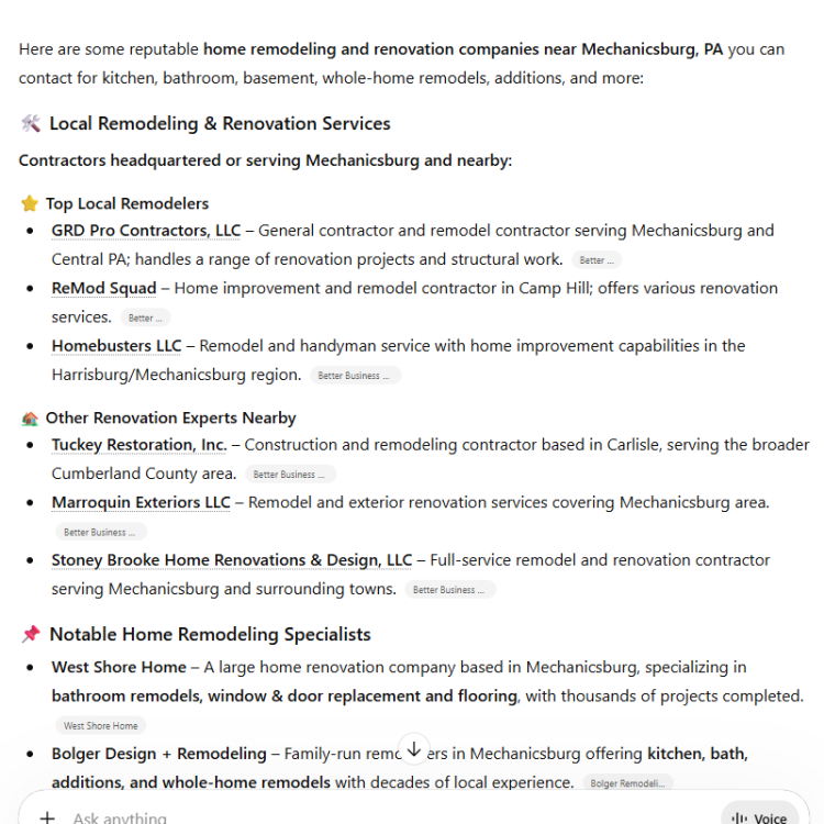 AI SEO Result for Home Remodeling Companies