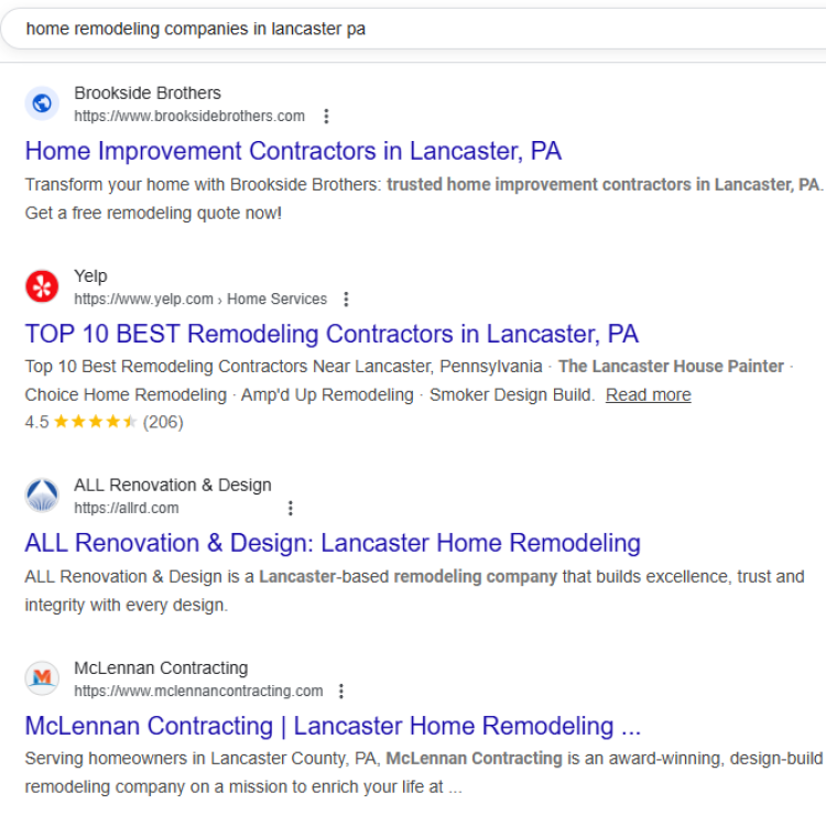 Traditional SEO Results in PA